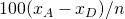 100(x_A - x_D) / n