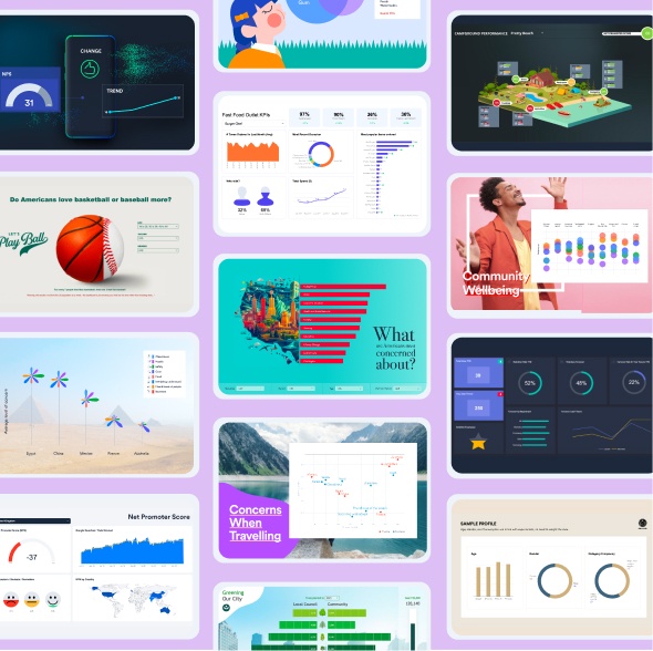 Illustration of Displayr product - Dashboarding